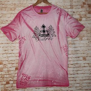 Merry Christmas Bleached T-shirt Size M